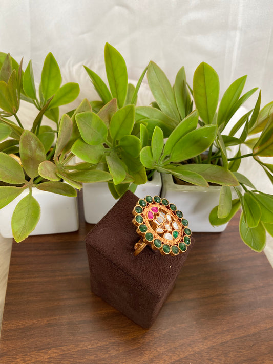 Lotus Motif With Green Stones